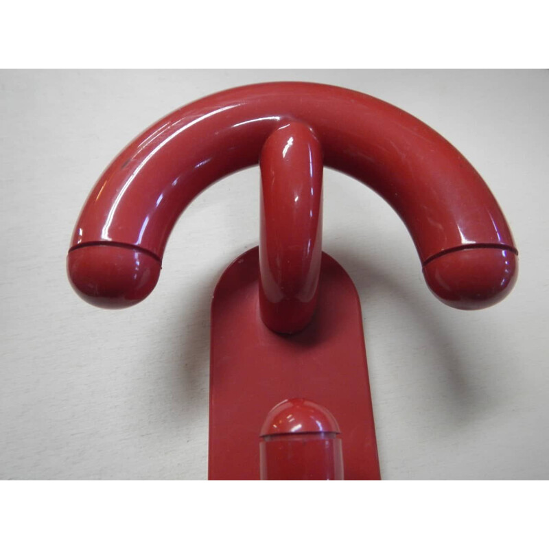 Pair of vintage red plastic coat racks by Con et Con, Italy