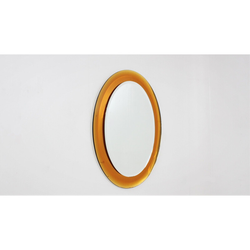 Vintage italian oval mirror by Metalvetro, 1970s