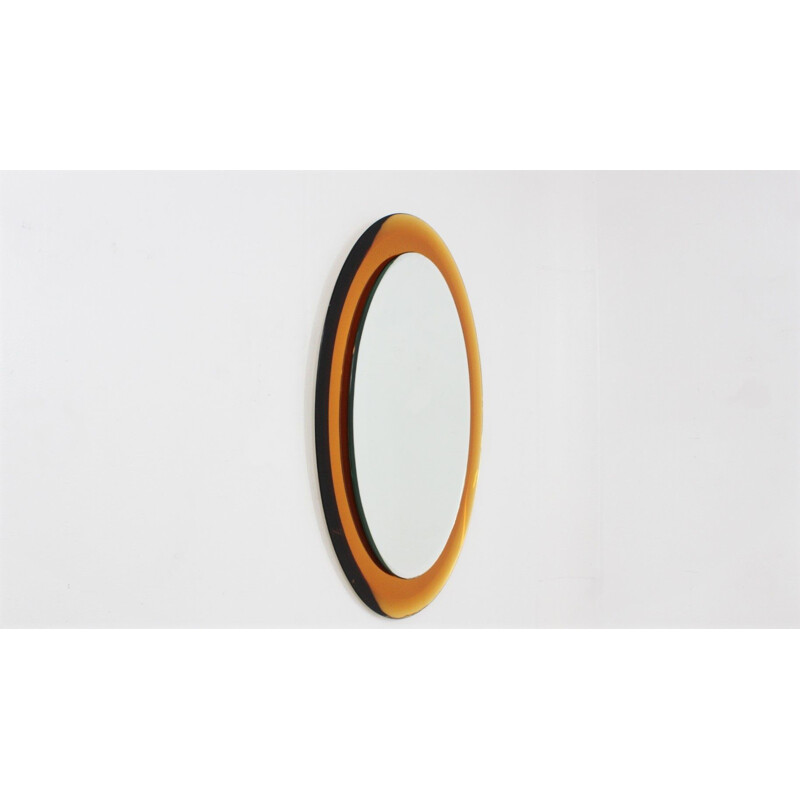 Vintage italian oval mirror by Metalvetro, 1970s