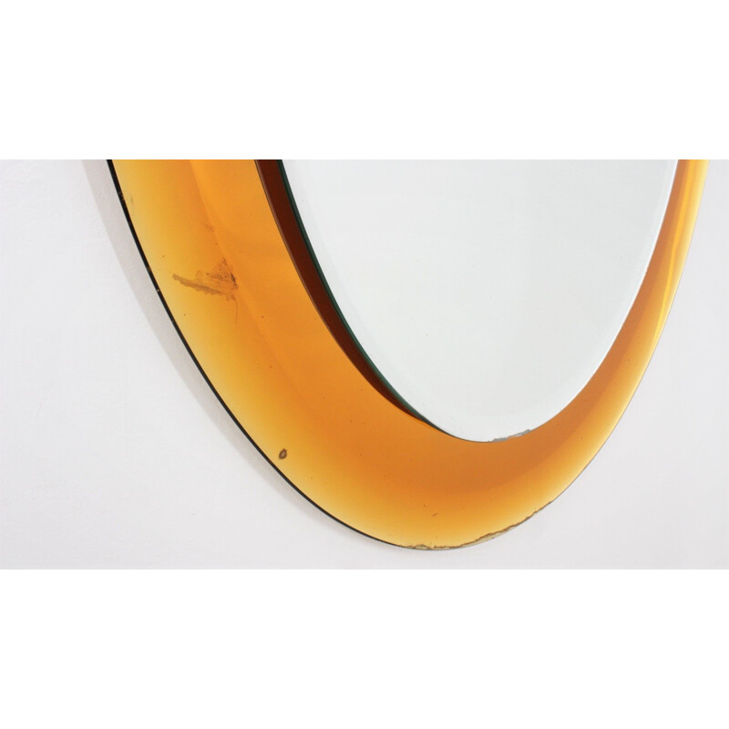 Vintage italian oval mirror by Metalvetro, 1970s