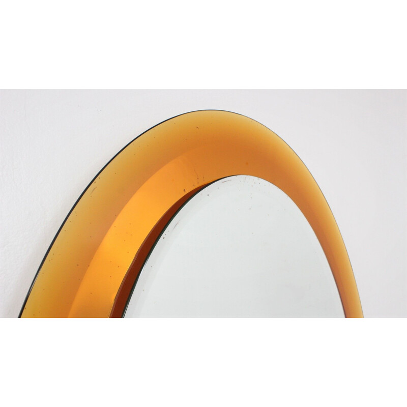 Vintage italian oval mirror by Metalvetro, 1970s