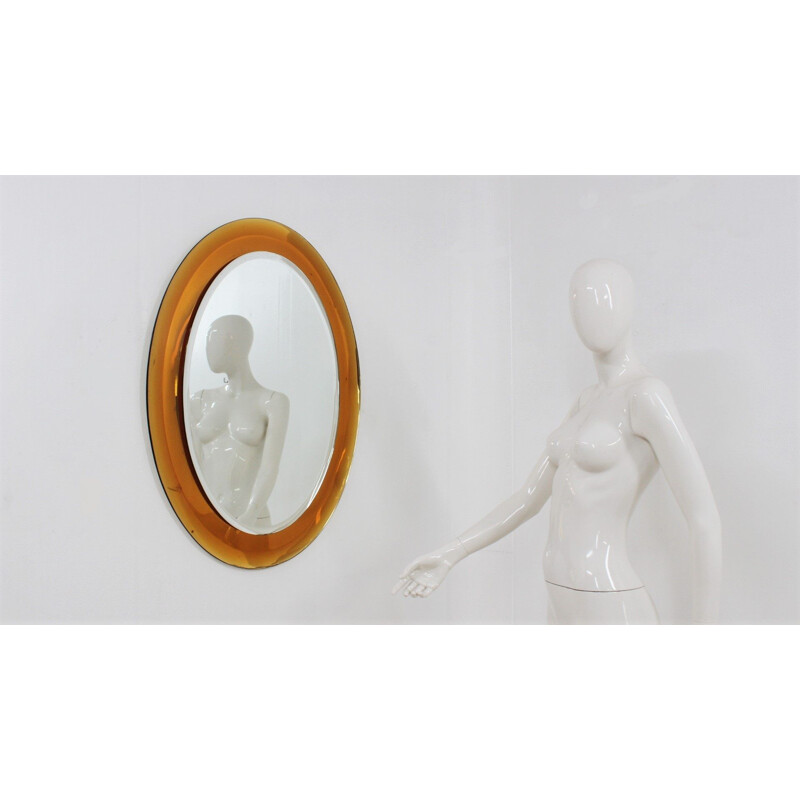 Vintage italian oval mirror by Metalvetro, 1970s