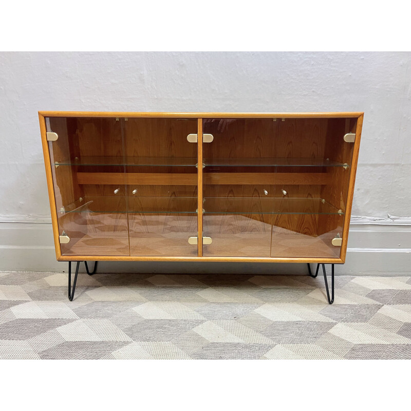 Vintage Danish teak and glass sideboard, 1970-1980s