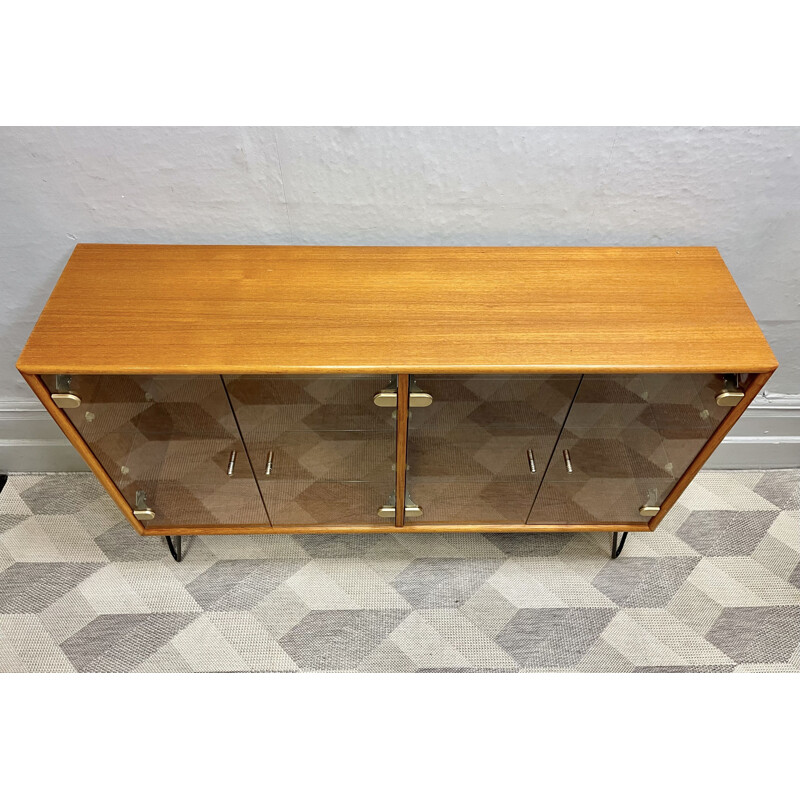 Vintage Danish teak and glass sideboard, 1970-1980s