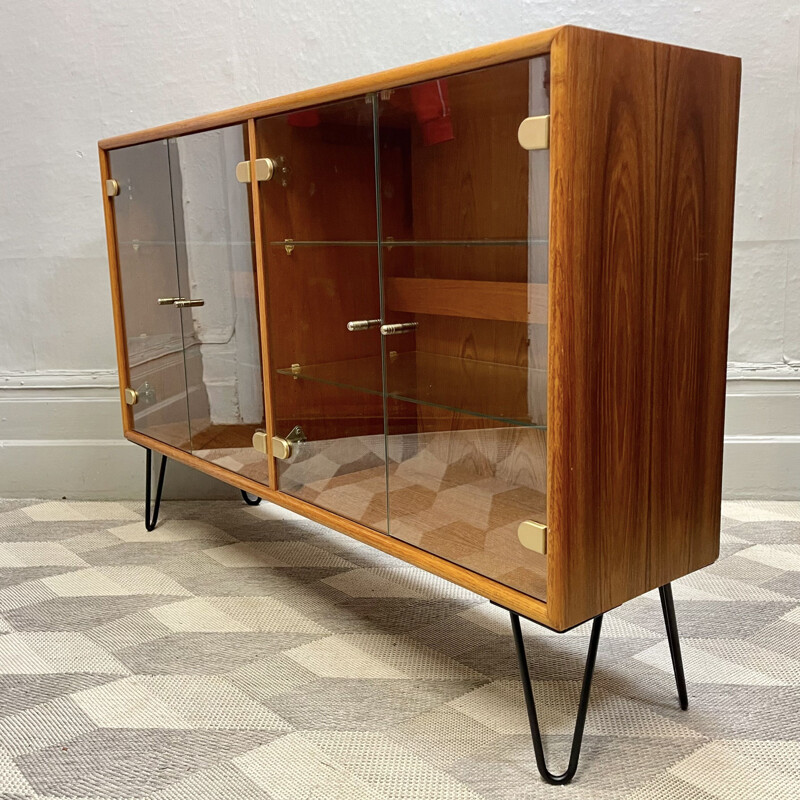 Vintage Danish teak and glass sideboard, 1970-1980s