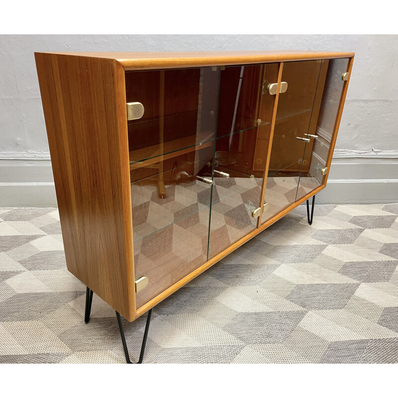 Vintage Danish teak and glass sideboard, 1970-1980s