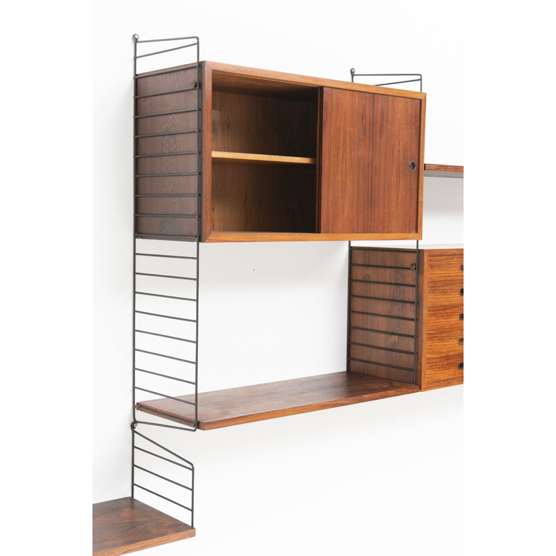 Vintage String rosewood wall system by Nisse Strinning, Sweden 1950s