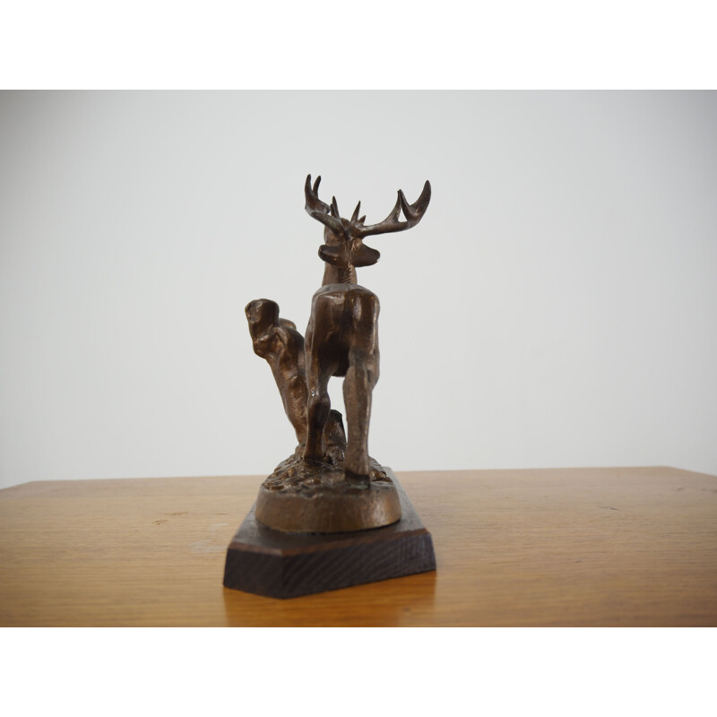 Vintage alloy deer sculpture, Czechoslovakia 1960