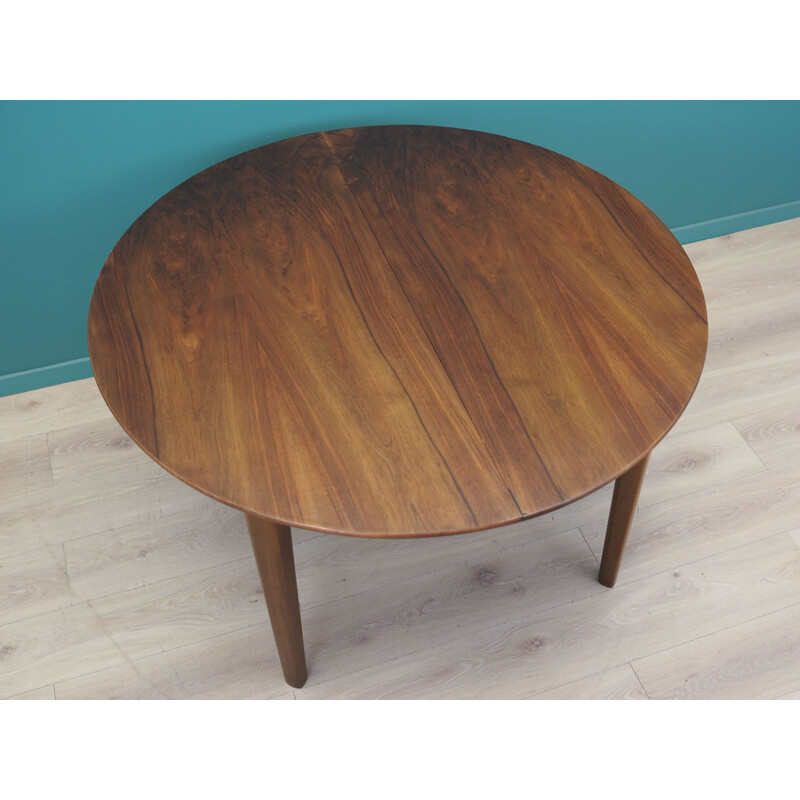 Walnut vintage round table, Denmark 1960s