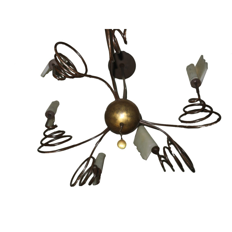 Vintage chandelier in gilded metal and murano glass by Jean-Francois Crochet for Terzani, Italy