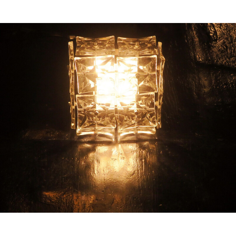 Juego de 3 lámparas de techo de cristal vintage de Kinkeldey, 1960