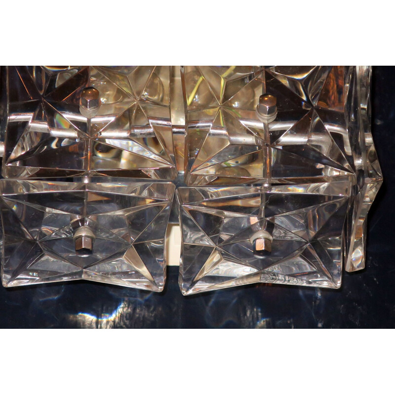 Set of 3 vintage glass ceiling lamps by Kinkeldey, 1960s