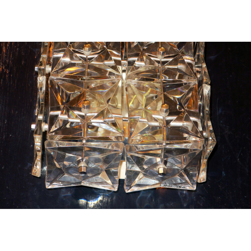 Set of 3 vintage glass ceiling lamps by Kinkeldey, 1960s