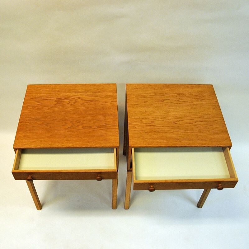 Pair of vintage Swedish oakwood night stands Casino by Engström & Myrstrand for Tingströms, 1960s