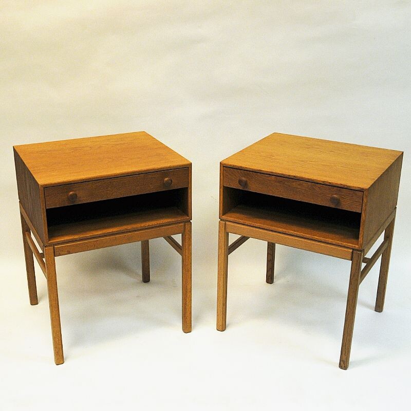 Pair of vintage Swedish oakwood night stands Casino by Engström & Myrstrand for Tingströms, 1960s