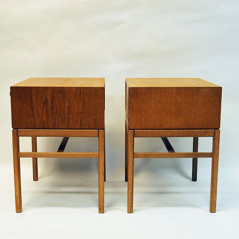 Pair of vintage Swedish oakwood night stands Casino by Engström & Myrstrand for Tingströms, 1960s