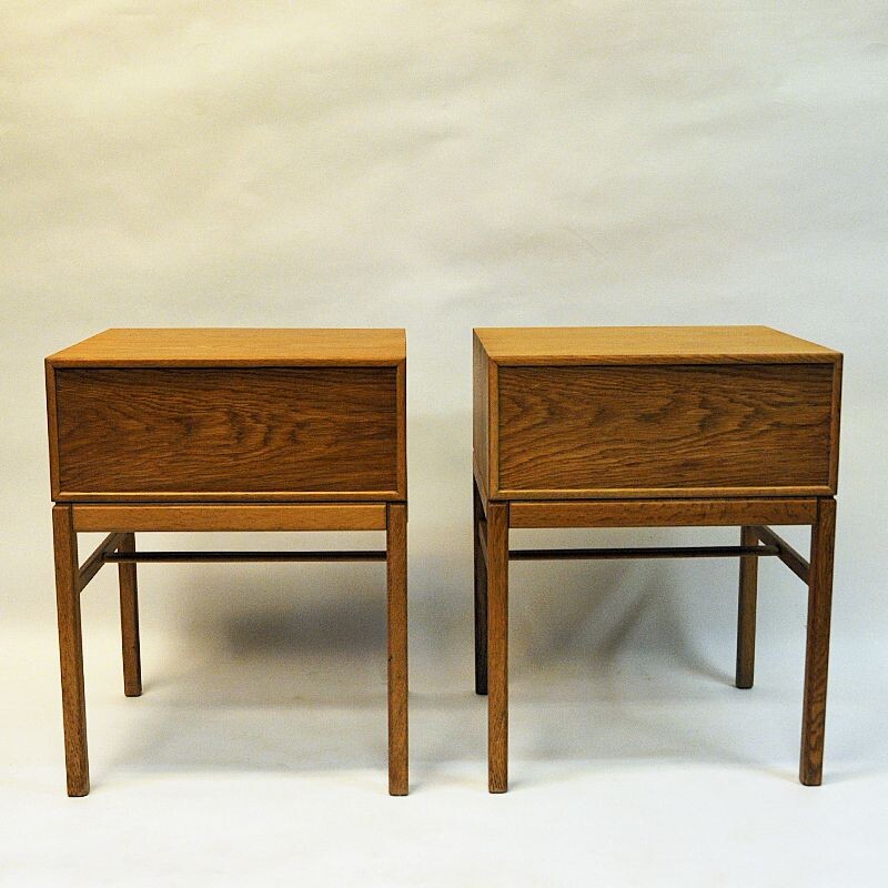 Pair of vintage Swedish oakwood night stands Casino by Engström & Myrstrand for Tingströms, 1960s