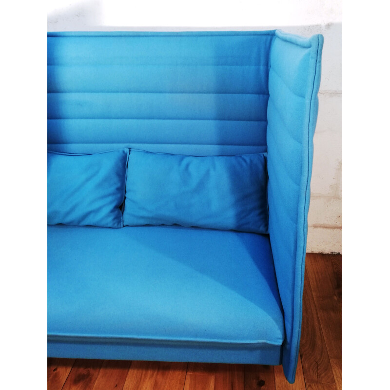 Alcove vintage sofa in blue fabric by Bouroullec for Vitra