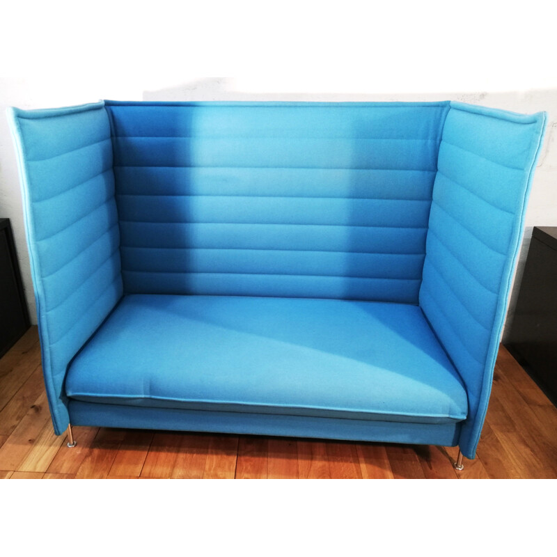 Alcove vintage sofa in blue fabric by Bouroullec for Vitra