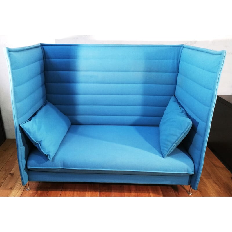 Alcove vintage sofa in blue fabric by Bouroullec for Vitra