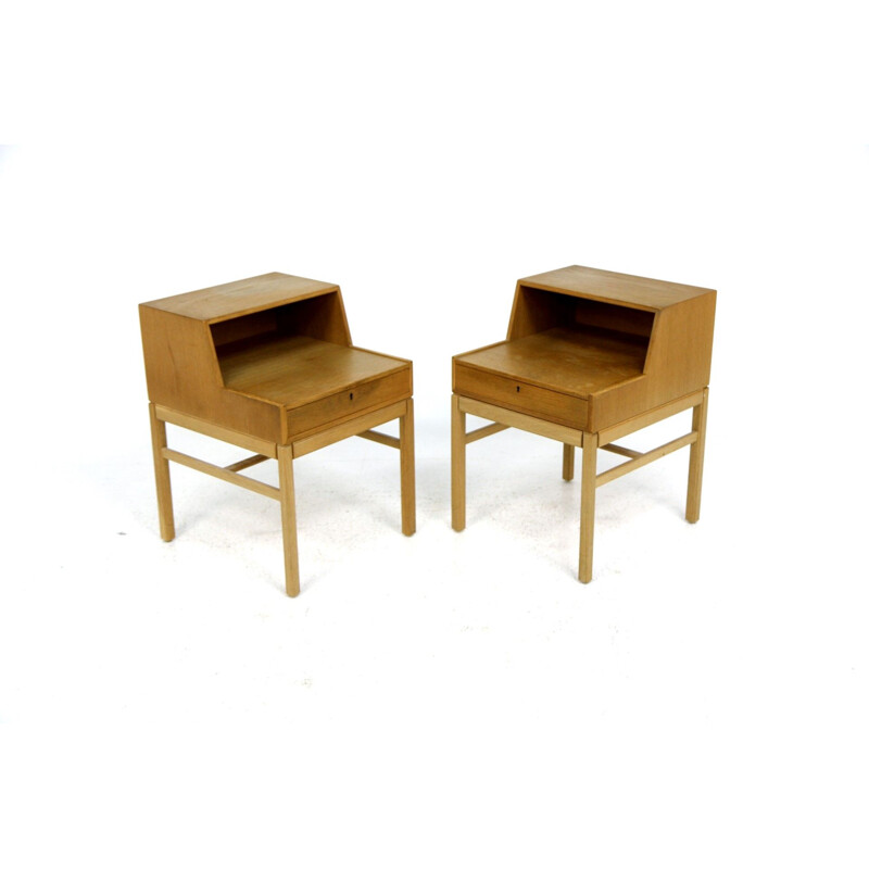 Pair of vintage oakwood night stands by Engström & Myrstrand