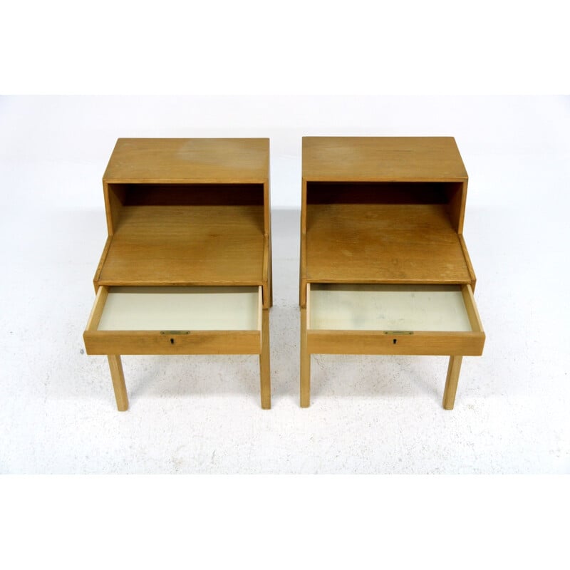 Pair of vintage oakwood night stands by Engström & Myrstrand