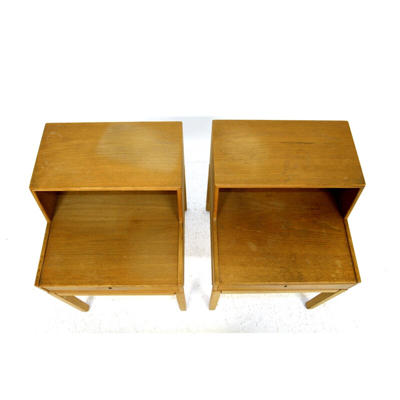 Pair of vintage oakwood night stands by Engström & Myrstrand