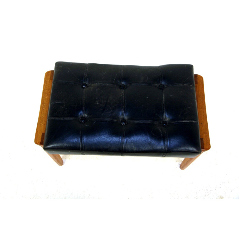 Vintage leather footrest by Bröderna Andersson, Sweden 1960