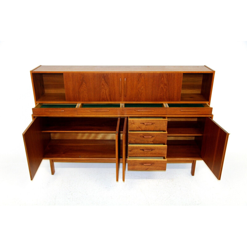 Scandinavian vintage teak highboard, Sweden 1960