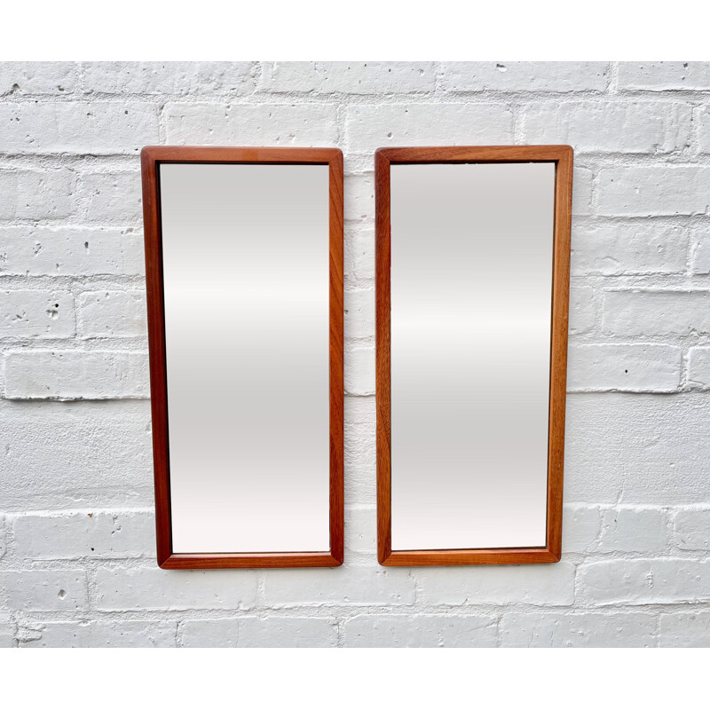 Pair of vintage teak wall mirrors, 1960-1970s