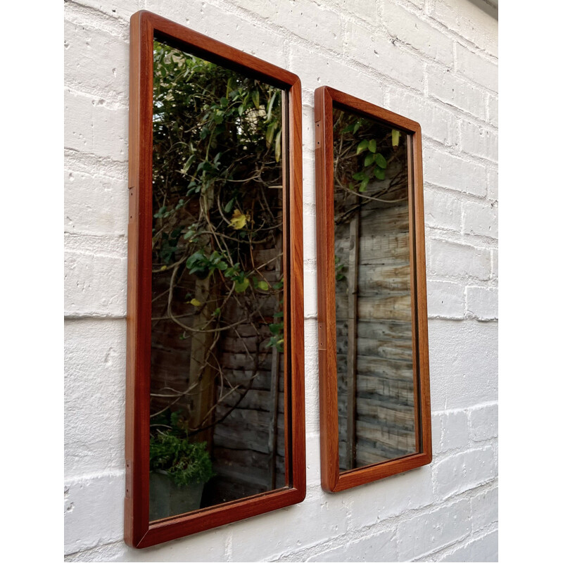 Pair of vintage teak wall mirrors, 1960-1970s