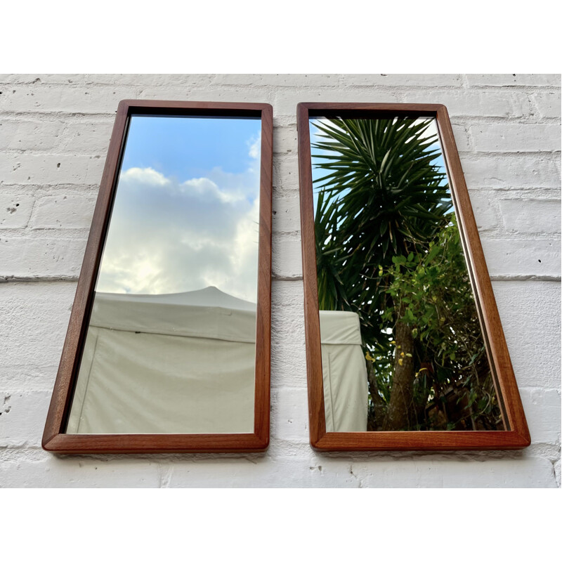 Pair of vintage teak wall mirrors, 1960-1970s