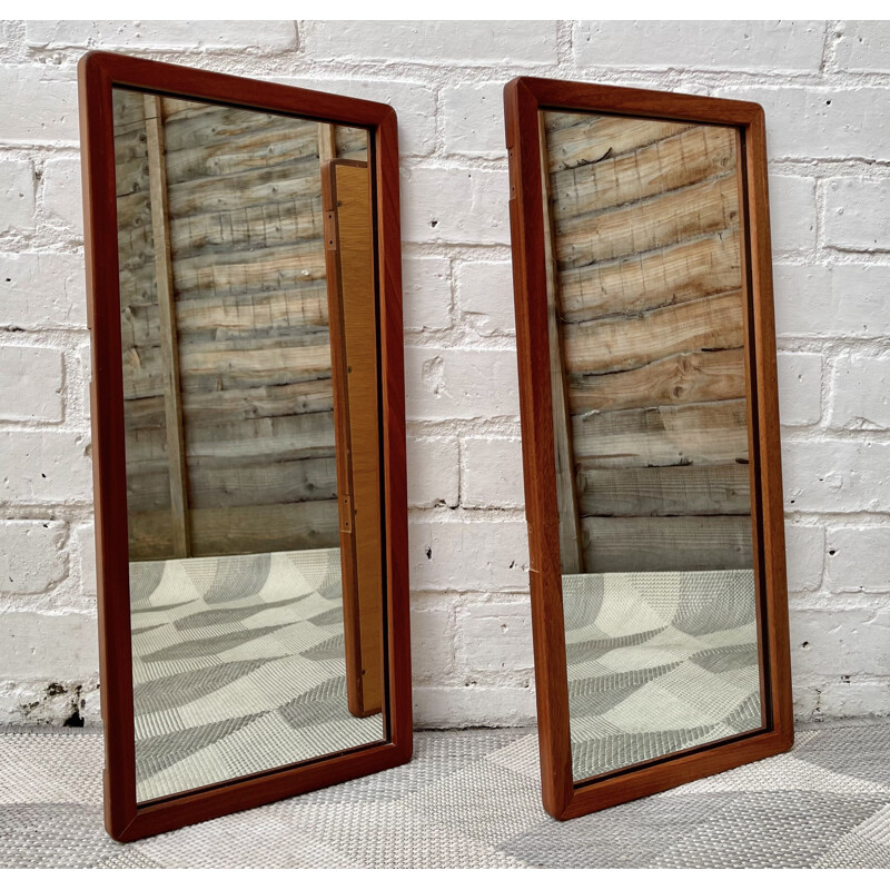 Pair of vintage teak wall mirrors, 1960-1970s