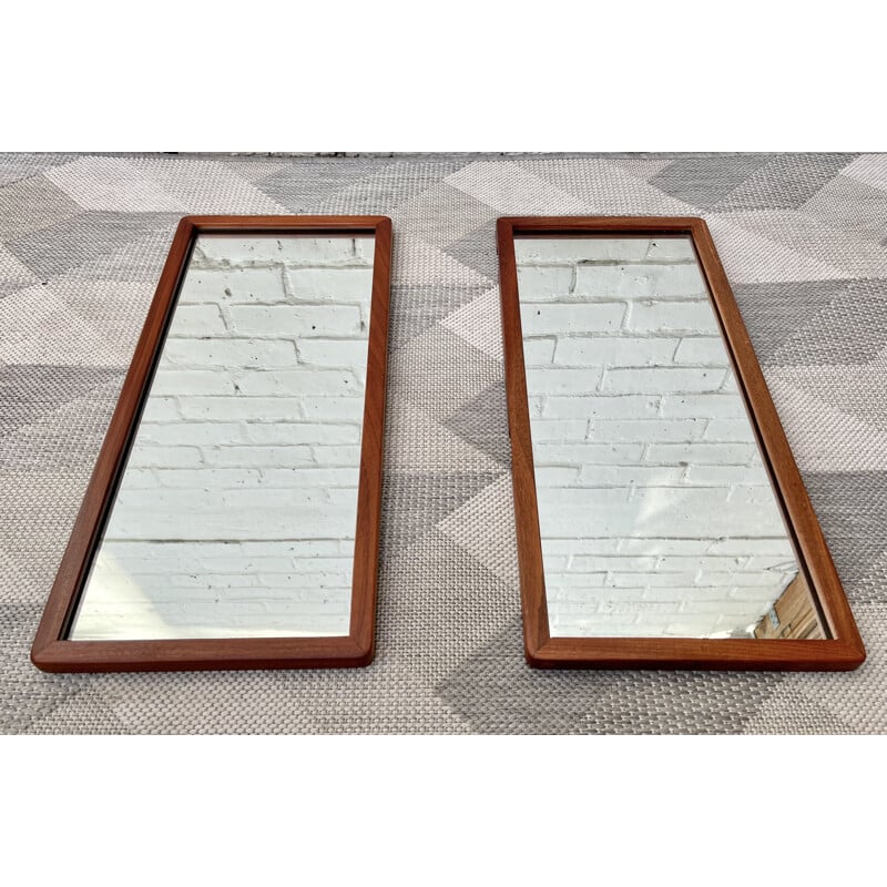 Pair of vintage teak wall mirrors, 1960-1970s