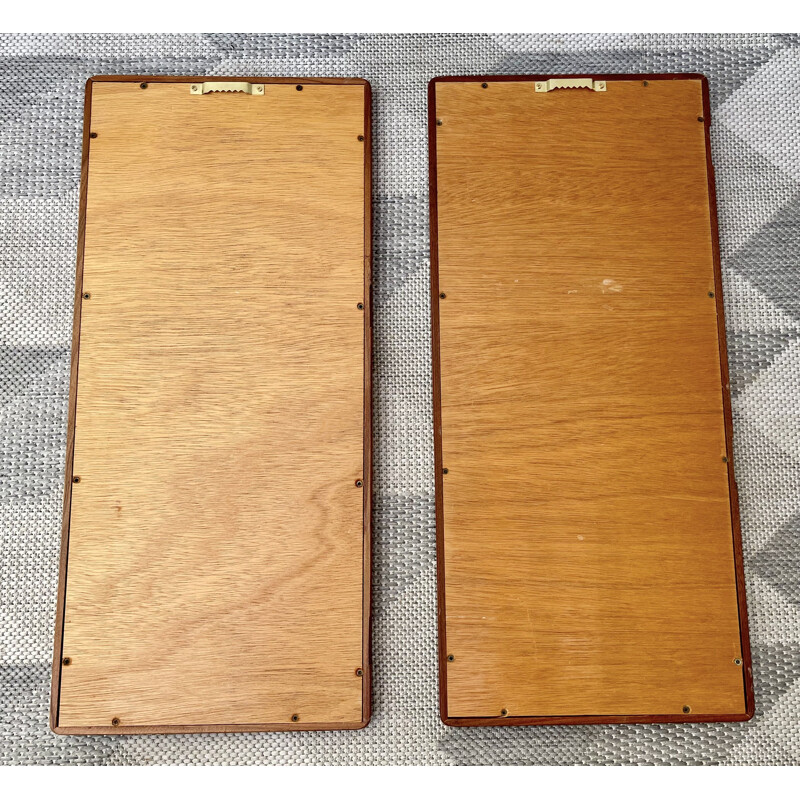 Pair of vintage teak wall mirrors, 1960-1970s