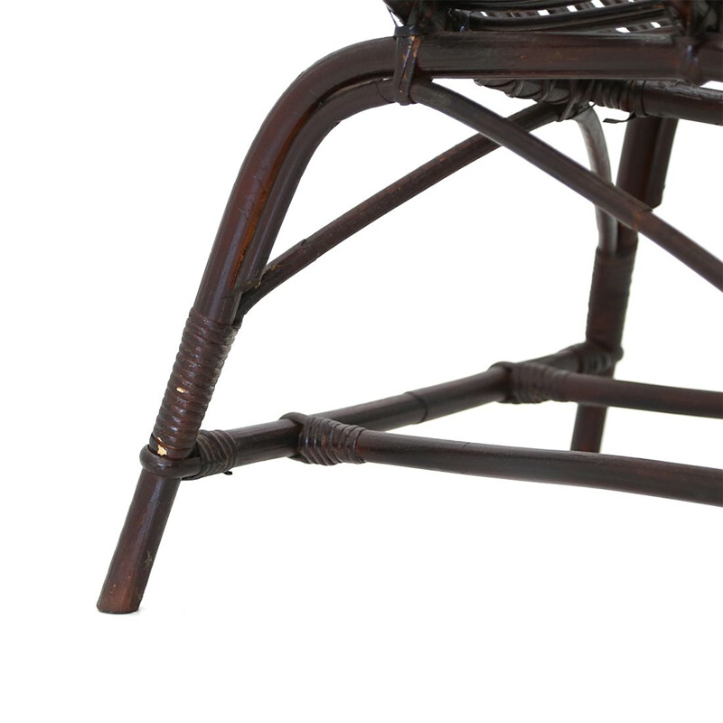 Vintage eivormige rotan fauteuil, 1950