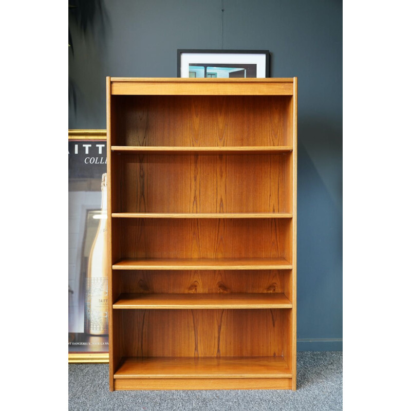 Minimalist vintage teak bookcase, Denmark 1960