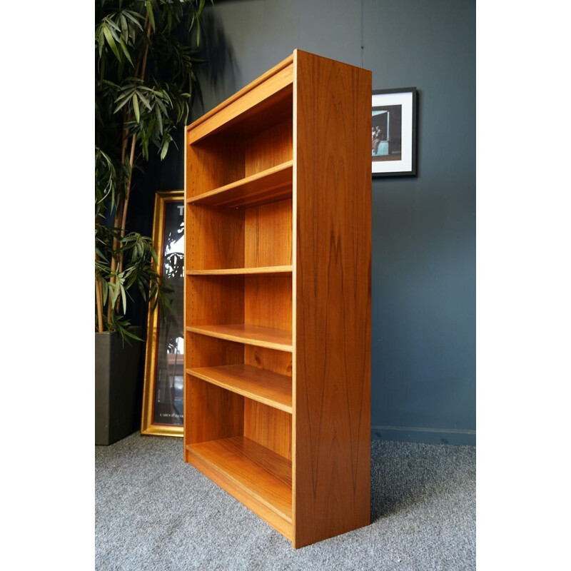 Libreria minimalista vintage in teak, Danimarca 1960