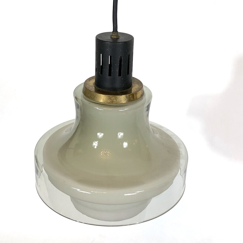 Lámpara de suspensión vintage de latón de Stilnovo, 1950