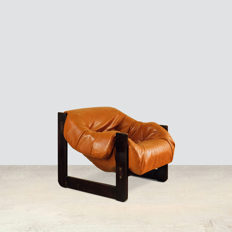 Ein Paar Vintage-Sessel aus braunem Leder von Percival Lafer