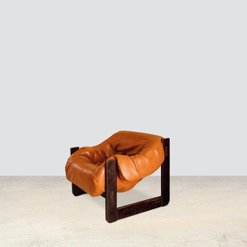 Ein Paar Vintage-Sessel aus braunem Leder von Percival Lafer