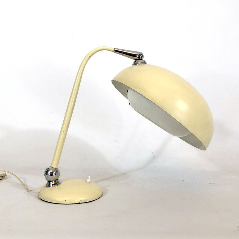 Lámpara de escritorio articulada vintage en laca y cromo de Stilnovo, 1950