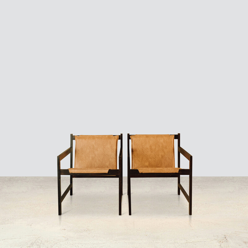 Pair of vintage lia armchairs in pallisander by Sergio Rodrigues, 1962