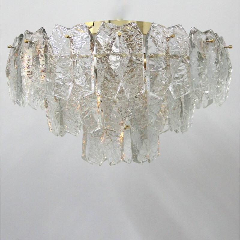 Mid-century chandelier in glass and brass, J.T. KALMAR - 1960s
