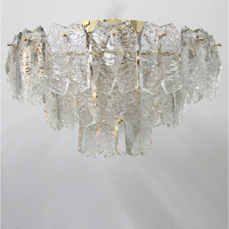 Lustre vintage en verre et laiton, J.T. KALMAR - 1960