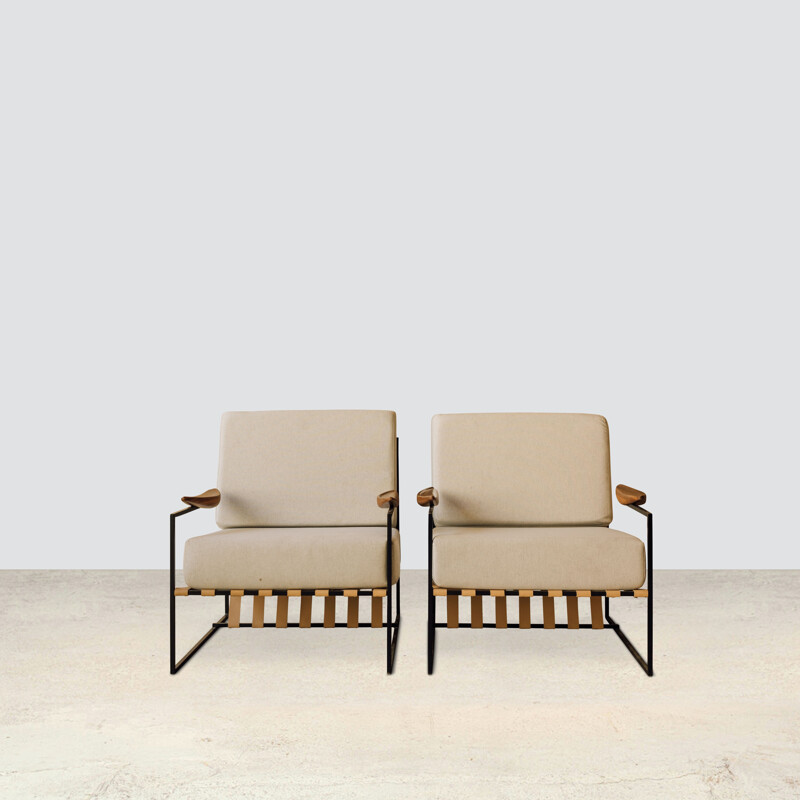 Pair of vintage "Anette" armchairs in wood by Jorge Zalszupin, 1960