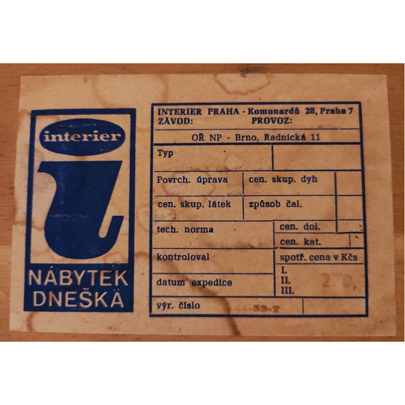 Tavolino vintage in legno di faggio e vetro di J.Jiroutek per Cesky Nabytek, Cecoslovacchia 1960