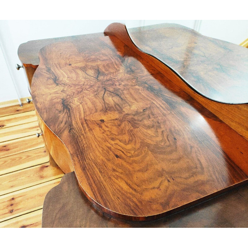 Vintage natural leather dressing table by J. Halabala for Up Zavody, Czechoslovakia 1940