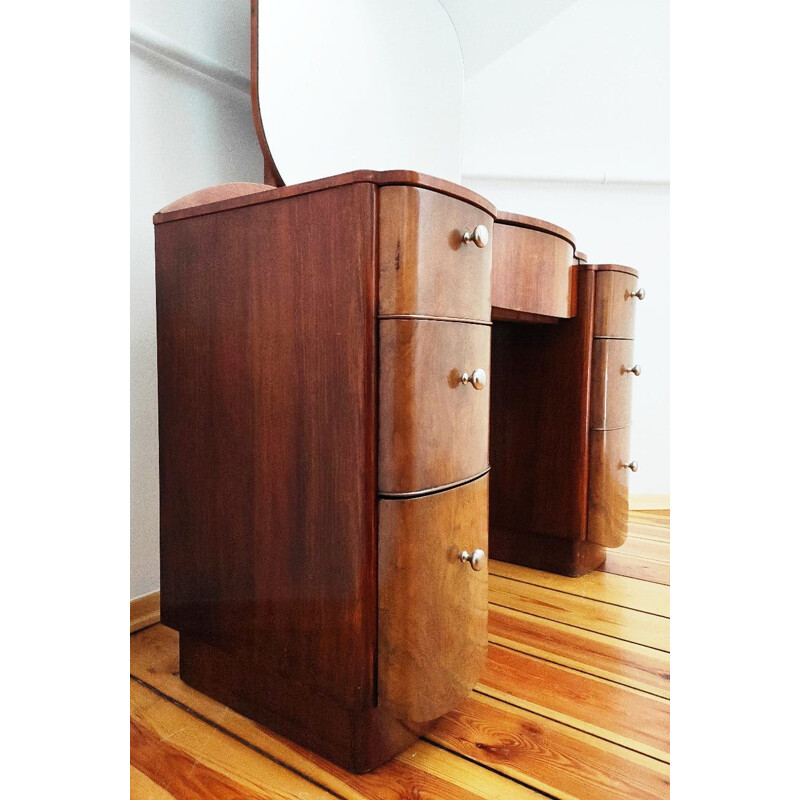 Vintage natural leather dressing table by J. Halabala for Up Zavody, Czechoslovakia 1940