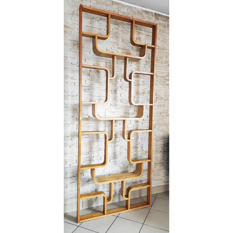 Vintage bent plywood wall claustra by Ludvík Volák for Dřevopodnik Holešov, Czechoslovakia 1960s